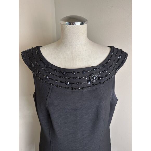 Tahari by Arthur S. Levine Black Jewel Neckline Formal Event Stretch Dress Sz 12 - Picture 3 of 11